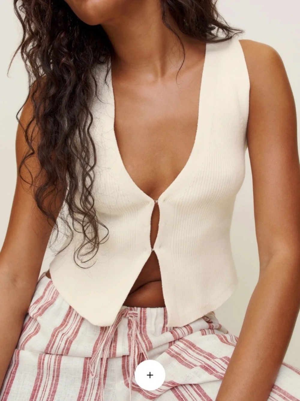 Reformation Off-White Myrtle Cotton Sweater Vest